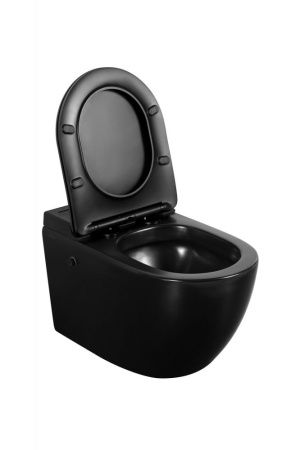 Унитаз подвесной Abber Bequem AC1108PMB черный с сиденьем микролифт безободковый импульсный смыв