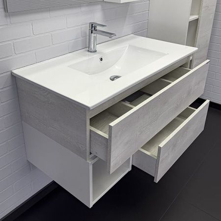 Тумба с раковиной Comforty Турин 00-00014644CF 90х50 подвесная цвет серый