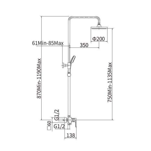Душевая стойка Fashun A2448 настенная цвет хром - фото 3