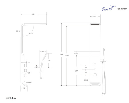 Душевая панель Cerutti SPA CT8990 прямоугольная настенная Душевая панель Cerutti SPA CT8990 прямоугольная настенная