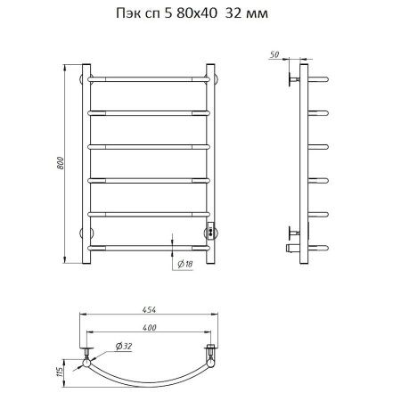 Полотенцесушитель электрический Тругор Пэк Пэксп5/804032 45х80 хром