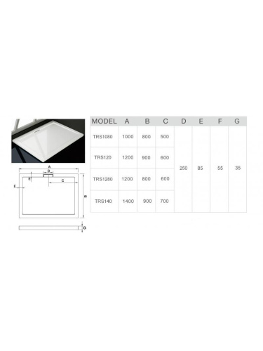 Душевой поддон WeltWasser  WW TRS12080 (10000001887) 120х80 искусственный камень - фото 2