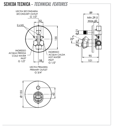 Смеситель для душа Remer Element ET09HNO встраиваемый в стену черный