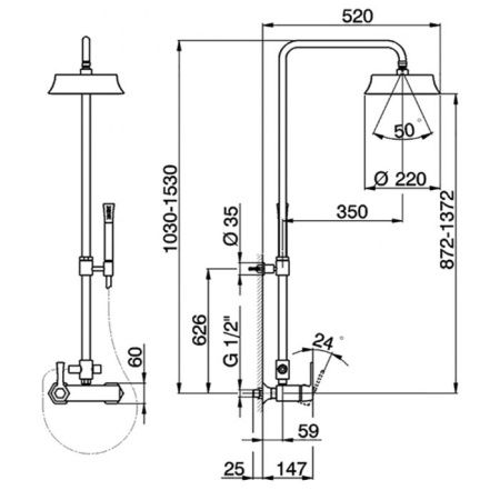 Душевая стойка Cisal Cherie CH0040246T настенная цвет хром