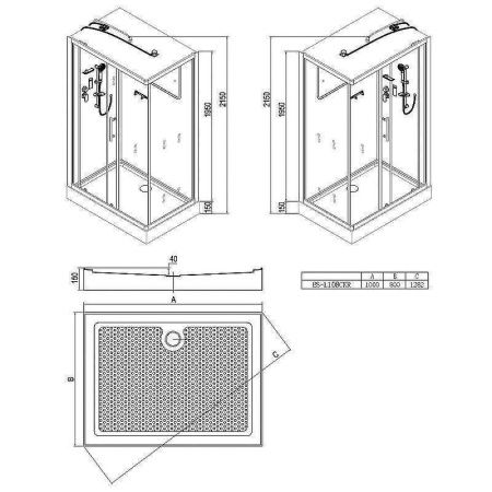 Душевая кабина Esbano ELEGANCIA ESKL108CKR 100х80 прямоугольная с крышей ориентация универсальная