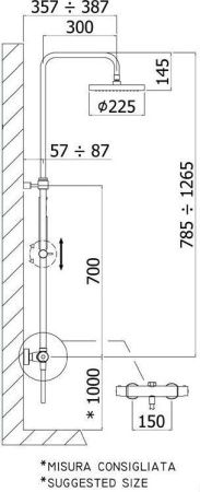 Душевая стойка Paffoni Birillo ZCOL638LIQCR настенная цвет хром с термостатом