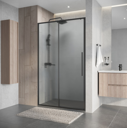 Душевая дверь Niagara Nova NG-34-L11CHGR 110х195 стекло шиншилла профиль графит матовый - фото 3