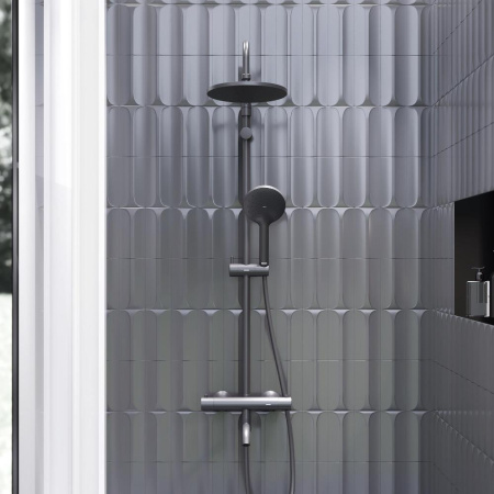 Душевая стойка Damixa Jupiter 977810300 настенная цвет черный с термостатом