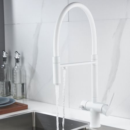 Смеситель для кухни Shevanik S178C на мойку белый