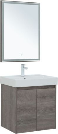 Комплект мебели: тумба с раковиной + зеркало Aquanet Nova Lite 00302533 60х50 напольный цвет коричневый