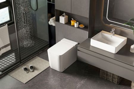 Унитаз приставной Abber Rechteck AC1212P белый с сиденьем микролифт импульсный смыв