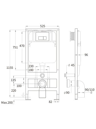 Инсталляция для унитаза WeltWasser WW BAMBERG 525 (10000010287)