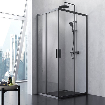 Душевой уголок Am.Pm Gem S W93G-404-100280-BT 80х100 стекло прозрачное профиль черный матовый без поддона