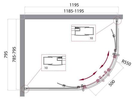 Душевой уголок BelBagno UNO-195 UNO-195-RH-2-120/80-C-Cr 120х80 стекло прозрачное профиль хром без поддона