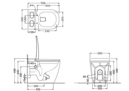Унитаз приставной Cerutti SPA CT10197 черный с сиденьем микролифт безободковый импульсный смыв