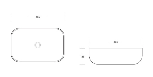 Раковина из сантехнического фарфора MILLEAU BOUTIQUE MU0078B-GBG 46х33 накладная цвет черный с золотом без отверстий под смеситель - фото 2