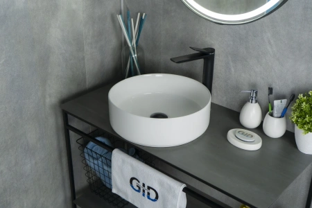 Раковина керамическая Gid Esfera 51179 40х40 накладная цвет белый без отверстий под смеситель