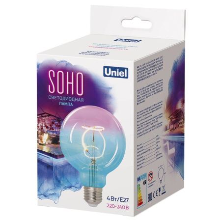 Лампа светодиодная филаментная Uniel Soho (Сохо) LED-SF01-4W/Soho/E27/CW BLue/Wine GLS77TR