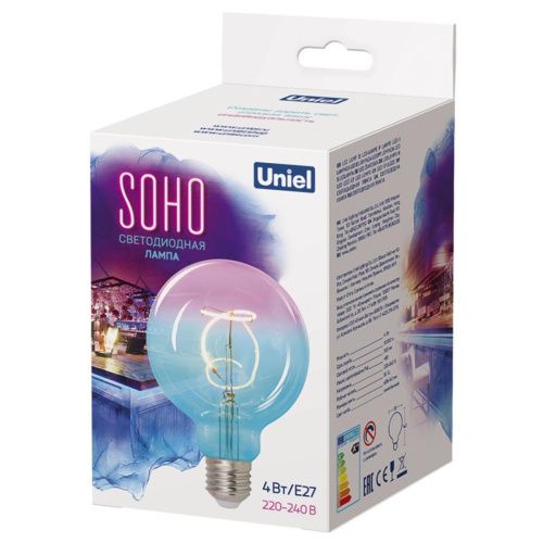 Лампа светодиодная филаментная Uniel Soho (Сохо) LED-SF01-4W/Soho/E27/CW BLue/Wine GLS77TR - фото 2
