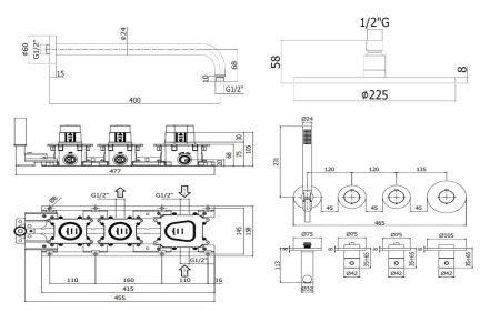 Душевая система Paffoni Modular Box KITMB000CR встраиваемая в стену цвет хром с термостатом