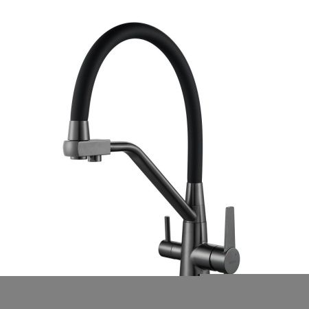 Смеситель для кухни Shevanik S968T на мойку оружейная сталь