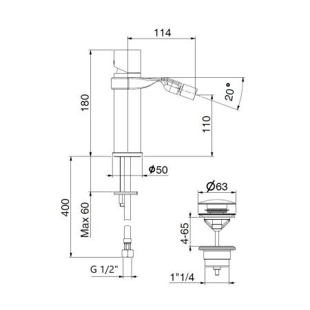 Смеситель Webert One-B NB840102015 на биде хром