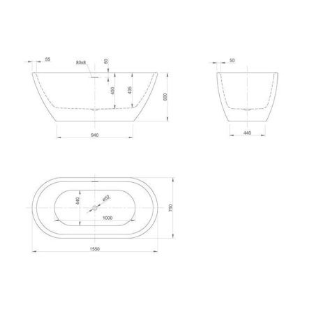 Ванна акриловая Knief Form/Form Spa 0100-257-06 155х75 встраиваемая прямоугольная
