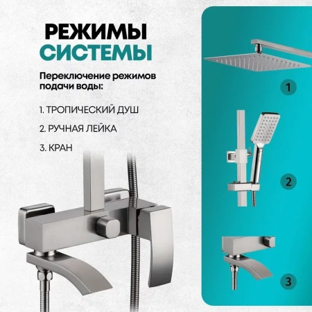Душевая стойка Grocenberg GB7007-1NK настенная цвет никель