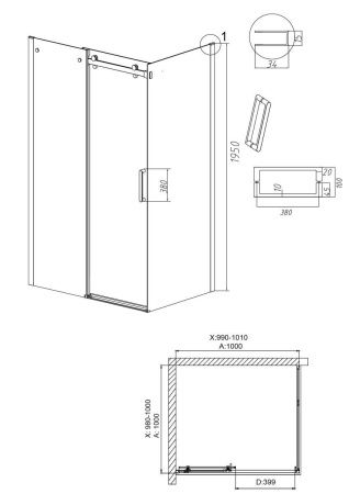 Душевой уголок Grossman Classic 120.K33.04.1010.10.00 100х100 стекло прозрачное профиль хром без поддона