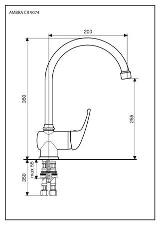 Смеситель для кухни Emmevi Ambra 9074/CR на столешницу хром
