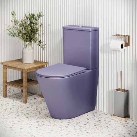 Унитаз напольный с бачком Grossman Color GR-4480LIMS фиолетовый с сиденьем безободковый каскадный смыв