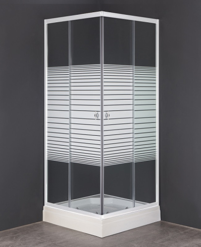 Душевой уголок Loranto CS-8024S 90х90 стекло с рисунком профиль белый без поддона - фото 2