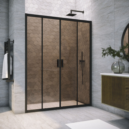 Душевая дверь Vegas-Glass Z2P TUR+NOVO Z2P NOVO h2000 210 02М 05 210х200 стекло тонированное профиль черный матовый