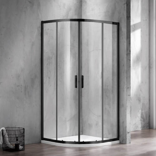 Душевой уголок Azario MILTON AZ-ND2142 900 Black 90x200 стекло прозрачное профиль черный без поддона - фото 2