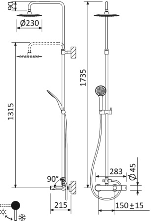 Душевая стойка Cezares LEAF LEAF-CVDA-23-BIO настенная цвет белый матовый