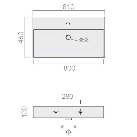 Раковина из сантехнического фарфора Galassia Meg11Pro 8973 80х50 подвесная цвет белый