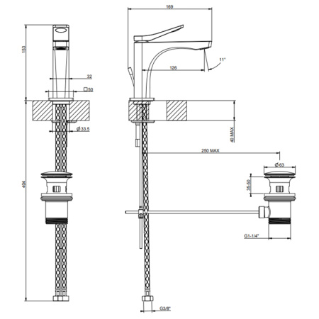Смеситель Gessi Rilievo 59001#031 на раковину хром