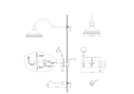 Смеситель Boheme Imperiale Ripresa 328 встраиваемый в стену золото