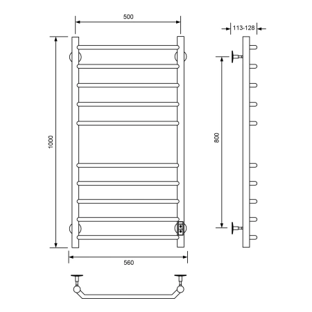 Полотенцесушитель Veconi Cantu-A C10050B-A 50х100 электрический черный