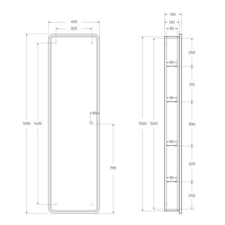 Зеркало-шкаф BelBagno Marino SPC-MAR-450/1600-1A-LED-TCH 50х160 подвесной цвет белый