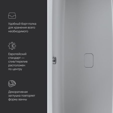 Ванна акриловая Am.Pm Func W84A-170-070W-A 170х70 пристенная прямоугольная без каркаса