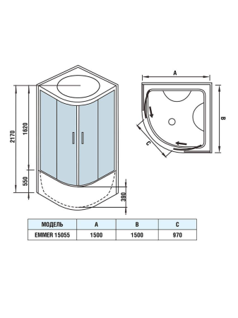 Душевой бокс WeltWasser WW500 EMMER 15055 (10000003291) 150х150