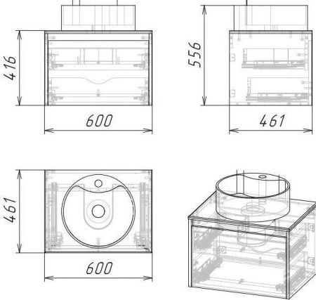 Тумба под раковину Grossman Смарт 106009 60х50 подвесная цвет коричневый/серый