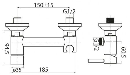 Смеситель Cezares CZR CZR-DA3-01 настенный хром