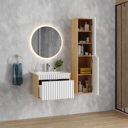 Шкаф-пенал Onika Дайлер 403568 40х140 подвесной цвет белый/коричневый