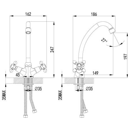 Смеситель для кухни LeMark Vista LM7604C на мойку хром