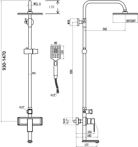 Душевая стойка Savol S-600108T настенная цвет хром - фото 2