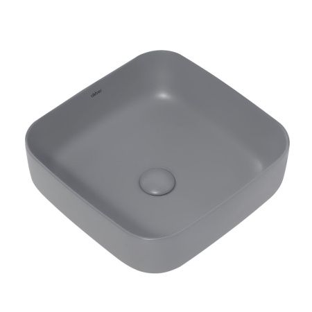Раковина из сантехнического фаянса Abber RECHTECK AC2211MG 40х40 накладная цвет серый без отверстий под смеситель