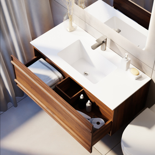 Тумба с раковиной ArtDecco Bridget (Бриджит) ABR10W22S200 100x45x40 подвесная цвет черный орех - фото 4