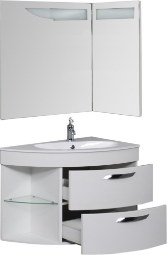 Тумба с раковиной De Aqua Трио Люкс 00197202 88х54х64 подвесная цвет белый - фото 4